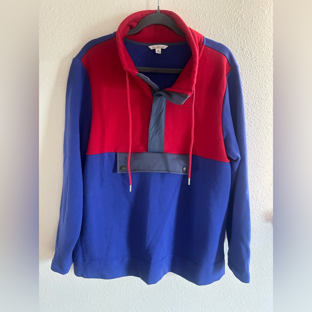 Colorblock Pullover Hoodie - Blue & Red